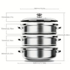 3-Tier Food Steamer for Healthy Cooking – Multi-Level Steaming Appliance for Vegetables, Fish and Everyday Meals