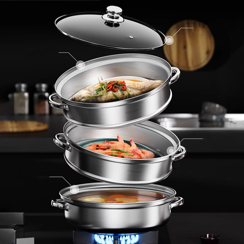 3-Tier Food Steamer for Healthy Cooking – Multi-Level Steaming Appliance for Vegetables, Fish and Everyday Meals