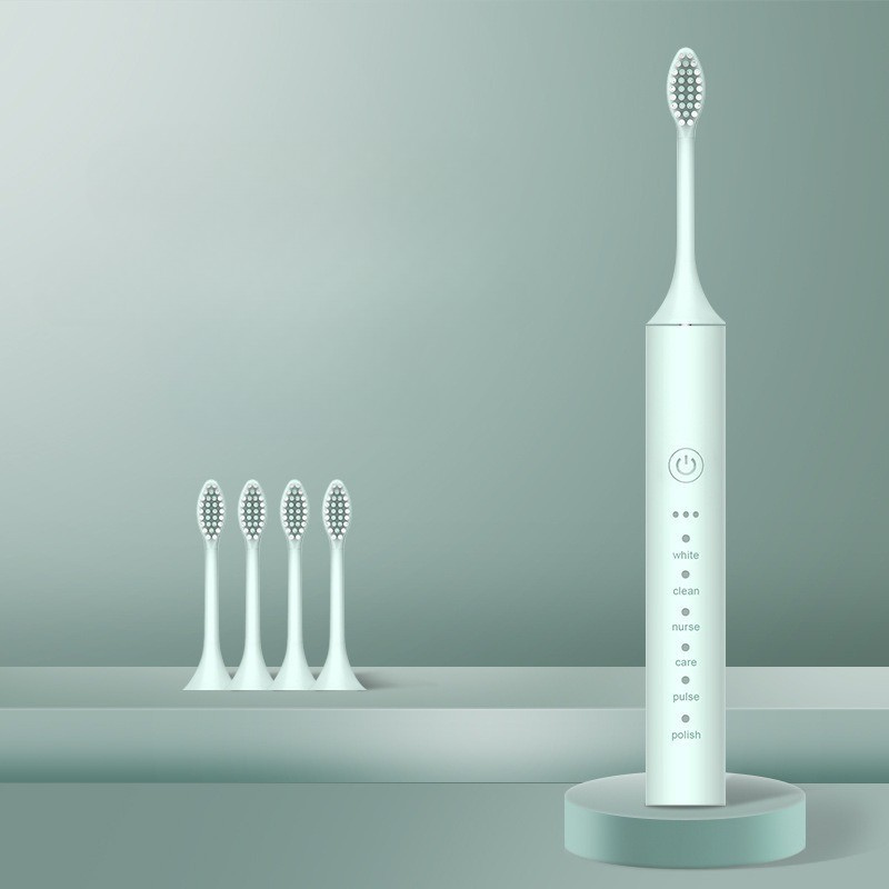 Rechargeable Electric Toothbrush with Replacement Brush Heads – Daily Oral Care Device for Effective Cleaning and Home Use