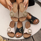 Women’s Buckle Strap Mules for Everyday Wear – Comfortable Slip-On Shoes for Casual Outfits and Summer Use