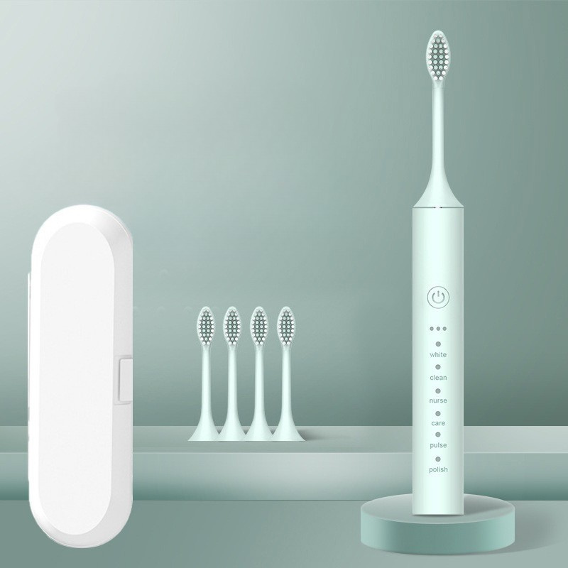 Rechargeable Electric Toothbrush with Replacement Brush Heads – Daily Oral Care Device for Effective Cleaning and Home Use