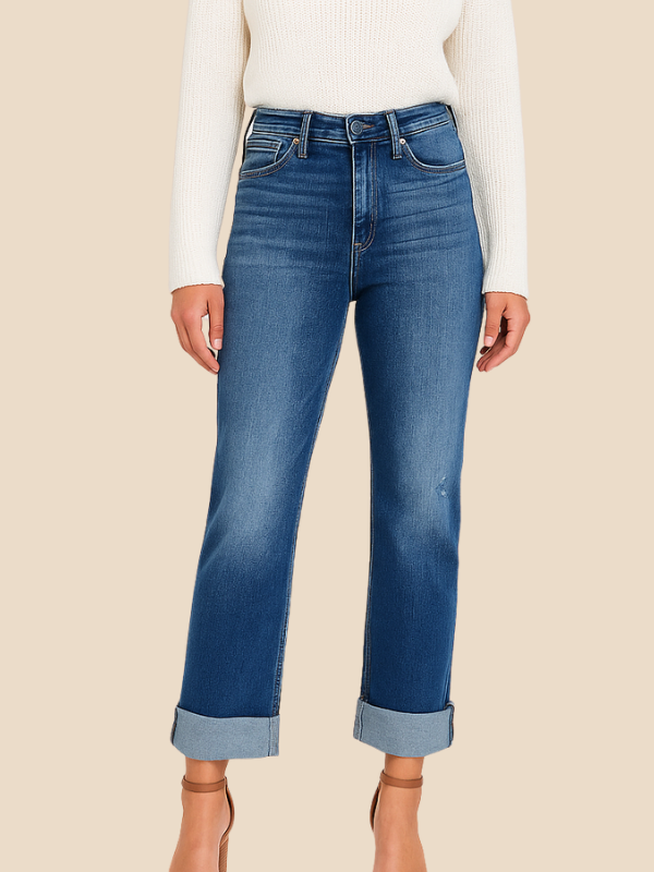 Cuffed Straight Cropped Jeans – Classic Style and Ideal Fit