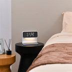 3-in-1 Bedside Lamp with Wireless Charging – Dimmable Touch Control & Integrated Alarm Display
