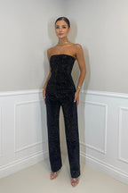 Sparkling Strapless Festive Jumpsuit Ensemble