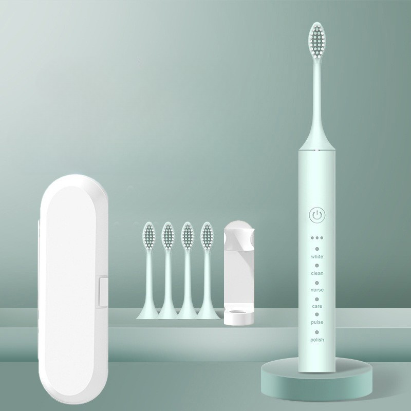 Rechargeable Electric Toothbrush with Replacement Brush Heads – Daily Oral Care Device for Effective Cleaning and Home Use