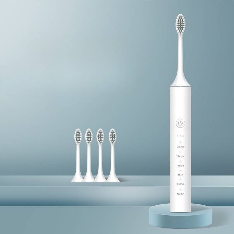 Rechargeable Electric Toothbrush with Replacement Brush Heads – Daily Oral Care Device for Effective Cleaning and Home Use