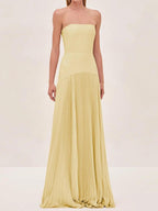 Eleanor | Strapless Pleated Maxi Dress for Women - Perfect for Wedding Guests