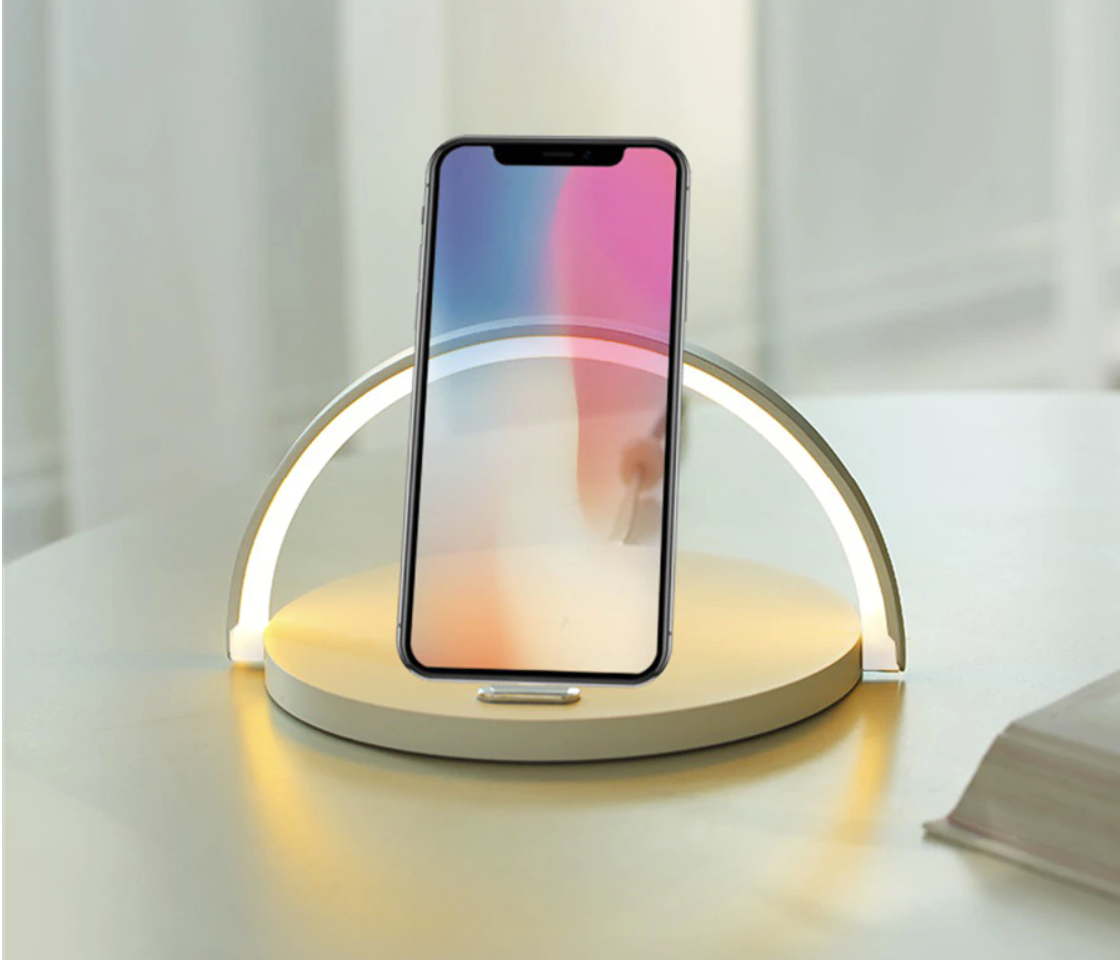 3-in-1 Ambient Night Light with Wireless Charging – Bedside Lamp and Charging Station for Bedroom Use