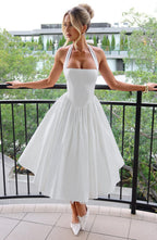 Chloe | Women's Halter Midi Dress for Wedding Guests