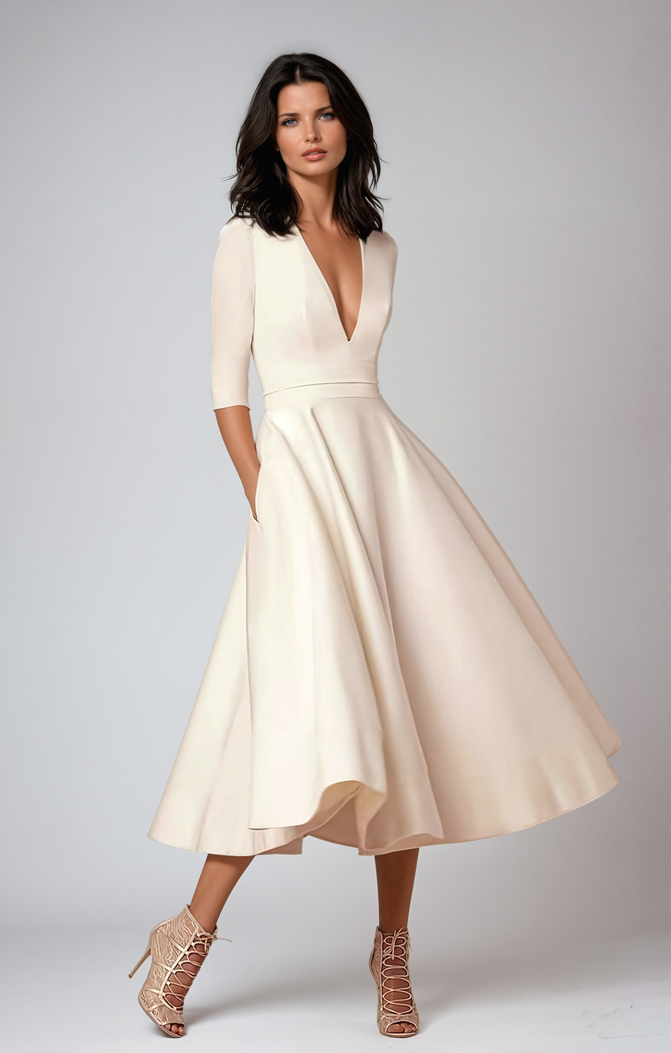 Evelyn | Elegant Flared Midi Dress for Women - Perfect for Wedding Guests