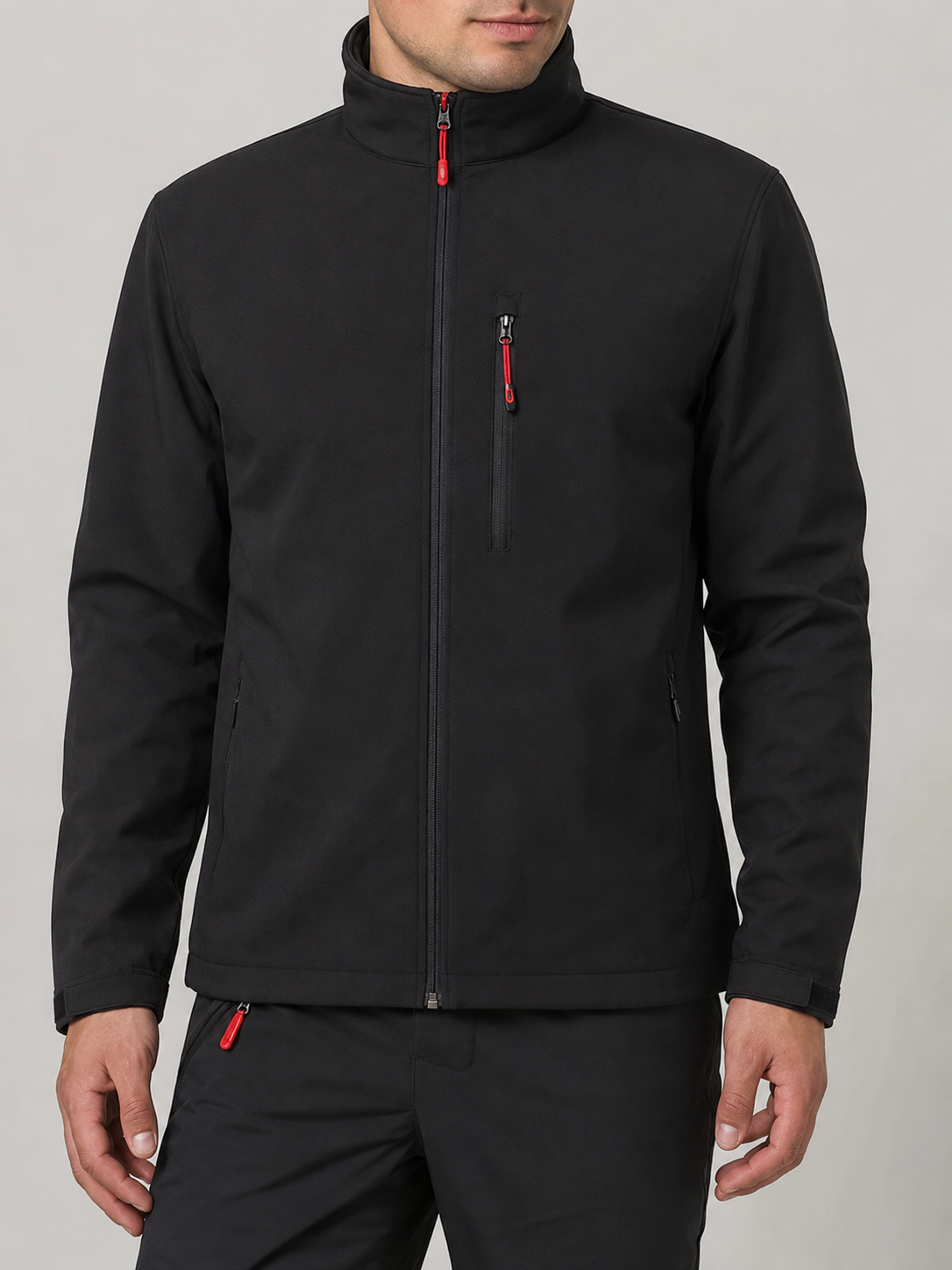 Men's Zip-Up Jacket with Water-Resistant Design and Collar