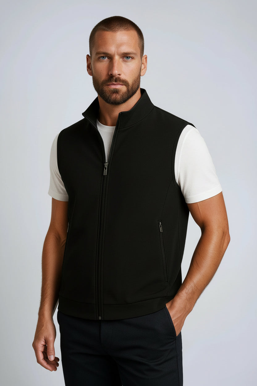 Oliver Men's Black Casual Stand Collar Vest