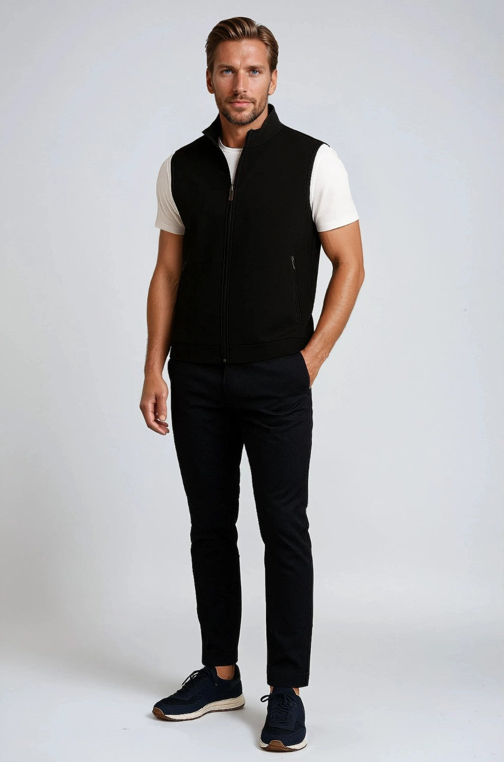 Oliver Men's Black Casual Stand Collar Vest