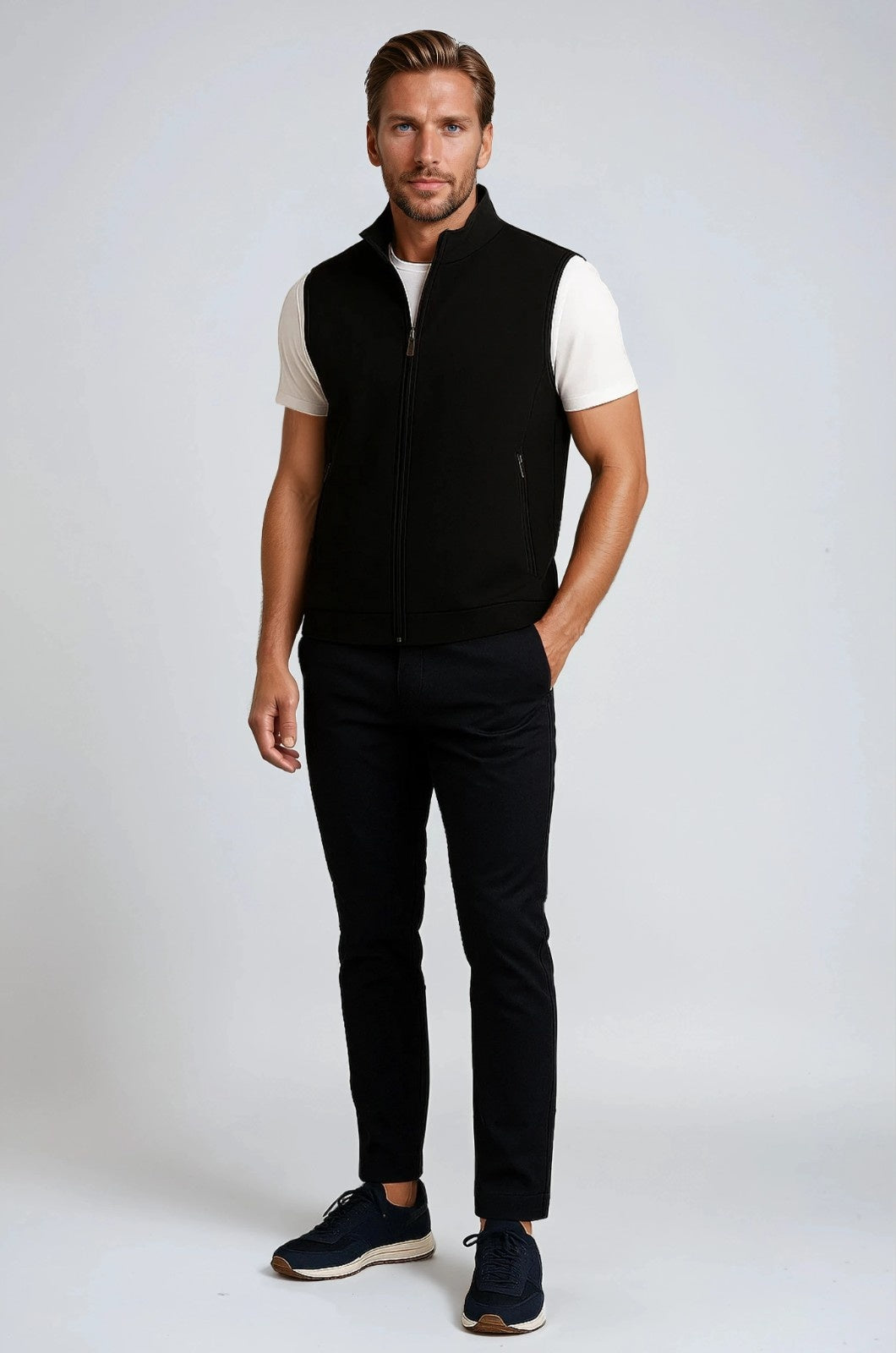 Oliver Men's Black Casual Stand Collar Vest