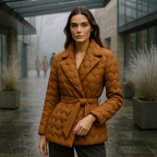 Chic Women's Down Jacket with Belt - Cozy and Fashionable