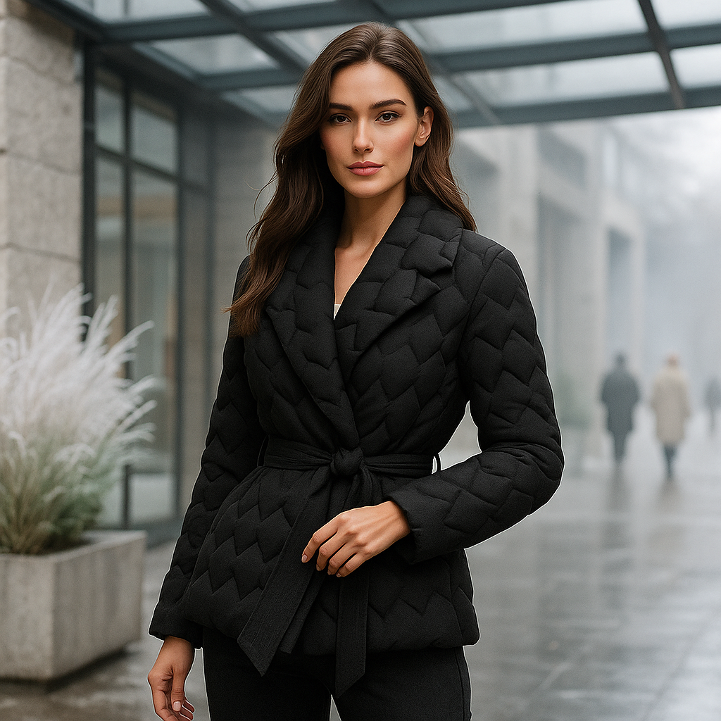 Chic Women's Down Jacket with Belt - Cozy and Fashionable