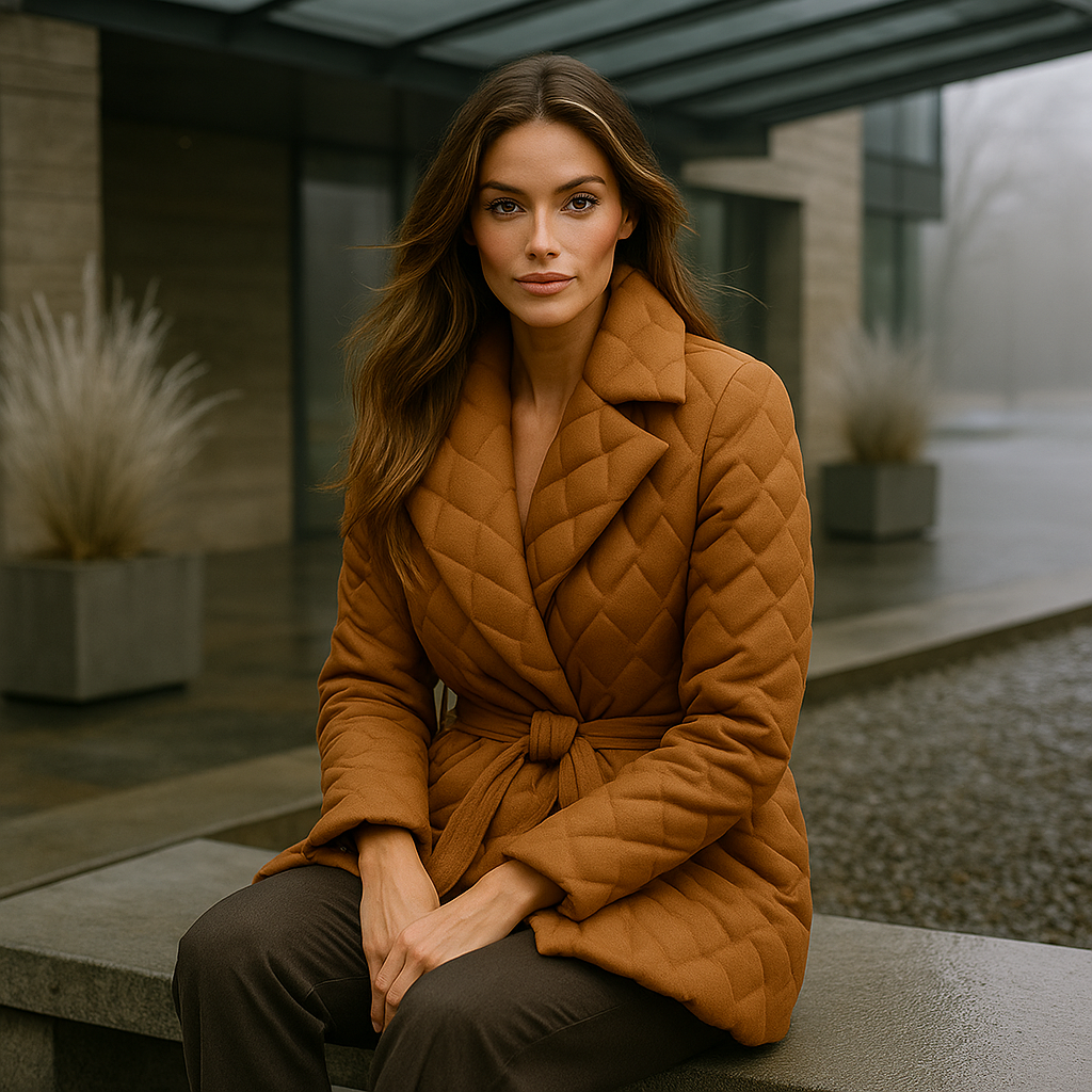 Chic Women's Down Jacket with Belt - Cozy and Fashionable