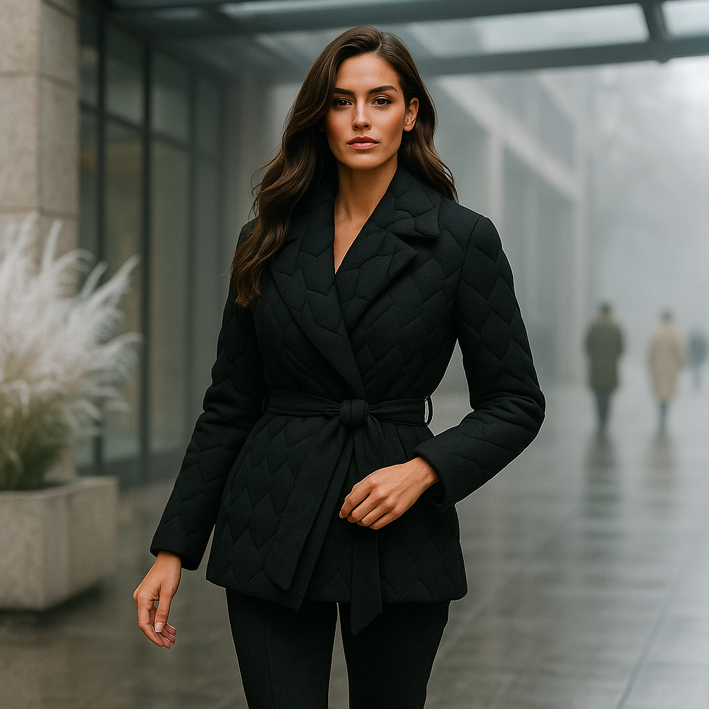 Chic Women's Down Jacket with Belt - Cozy and Fashionable