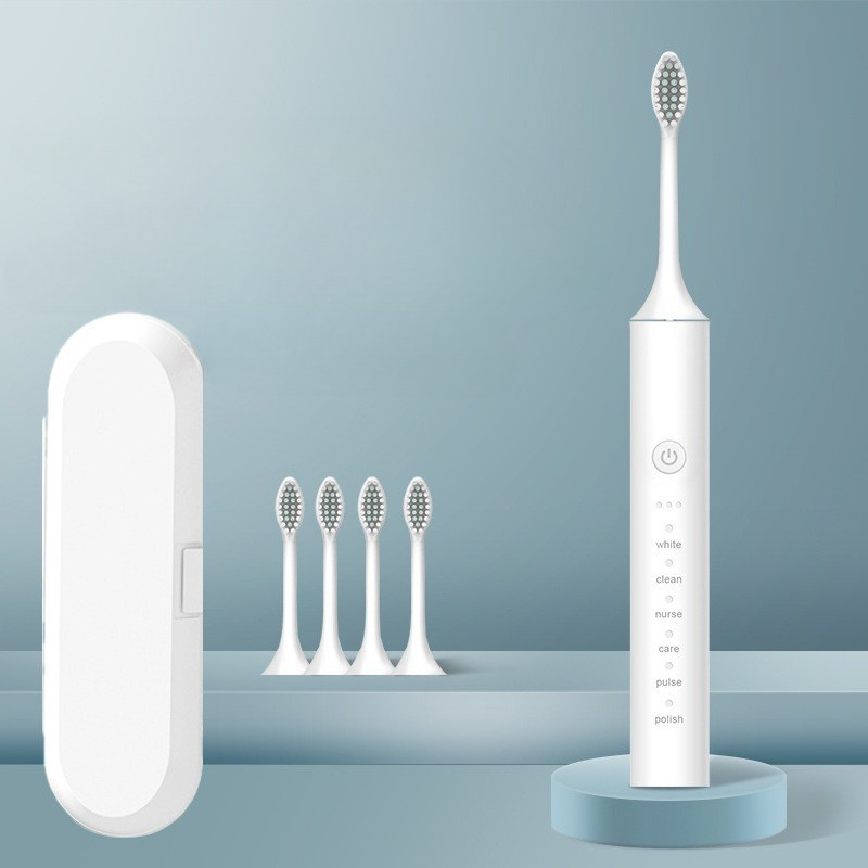 Rechargeable Electric Toothbrush with Replacement Brush Heads – Daily Oral Care Device for Effective Cleaning and Home Use