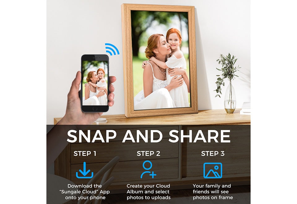 21.5" Smart Digital Photo Frame with WIFI Cloud Storage and Wall Mount Photoframe - Image 3