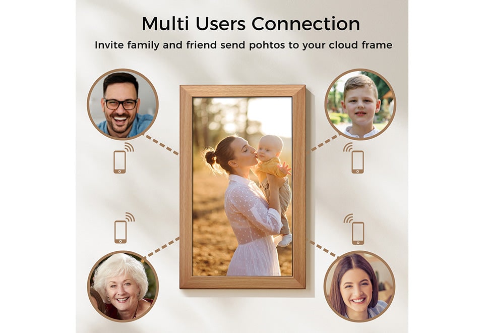 21.5" Smart Digital Photo Frame with WIFI Cloud Storage and Wall Mount Photoframe - Image 4