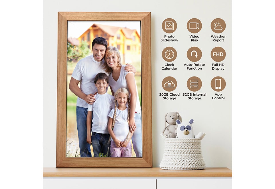 21.5" Smart Digital Photo Frame with WIFI Cloud Storage and Wall Mount Photoframe - Image 6