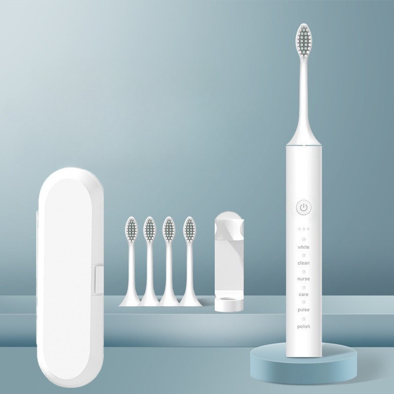 Rechargeable Electric Toothbrush with Replacement Brush Heads – Daily Oral Care Device for Effective Cleaning and Home Use