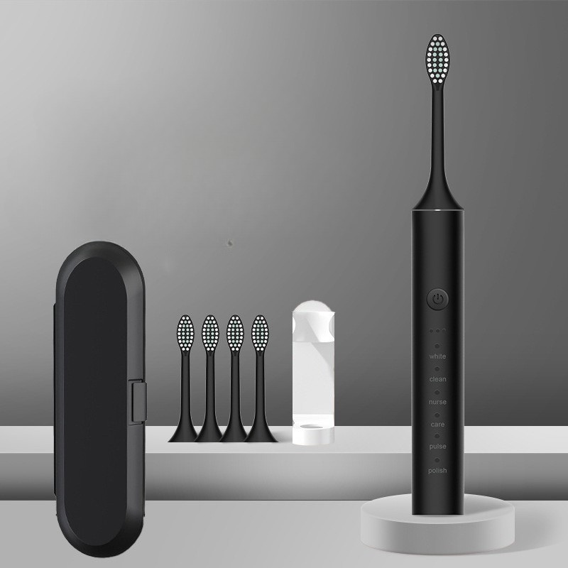 Rechargeable Electric Toothbrush with Replacement Brush Heads – Daily Oral Care Device for Effective Cleaning and Home Use