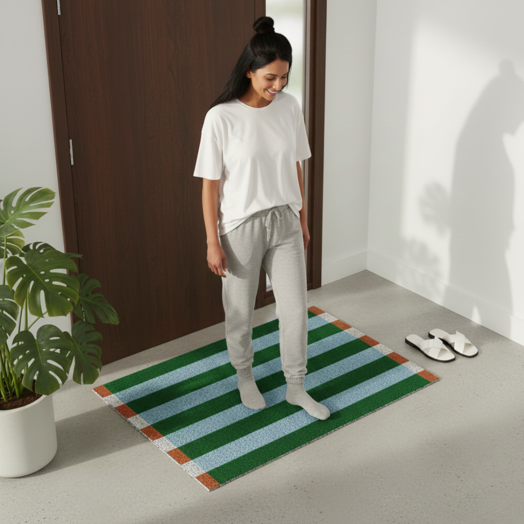 Chic Striped Doormat – Long-lasting PVC Outdoor Mat for Your Entryway