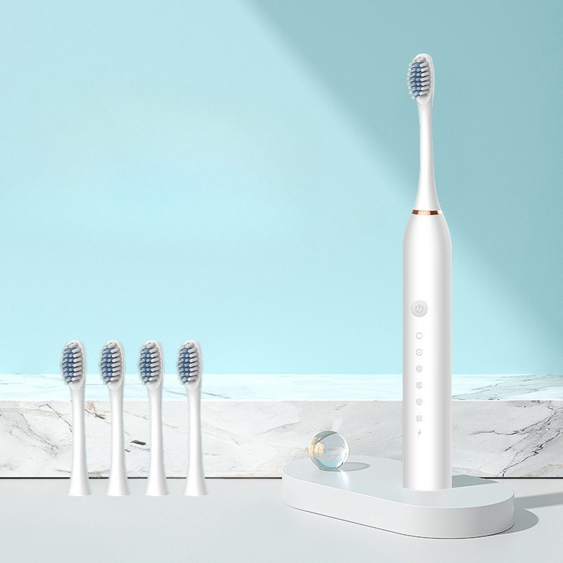 Rechargeable Electric Toothbrush with Replacement Brush Heads – Daily Oral Care Device for Effective Cleaning and Home Use