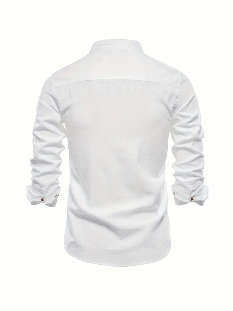Men’s Button-Up Linen-Style Shirt for Summer Wear – Lightweight Casual Shirt for Holidays, Work and Everyday Outfits