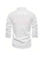 Men’s Button-Up Linen-Style Shirt for Summer Wear – Lightweight Casual Shirt for Holidays, Work and Everyday Outfits