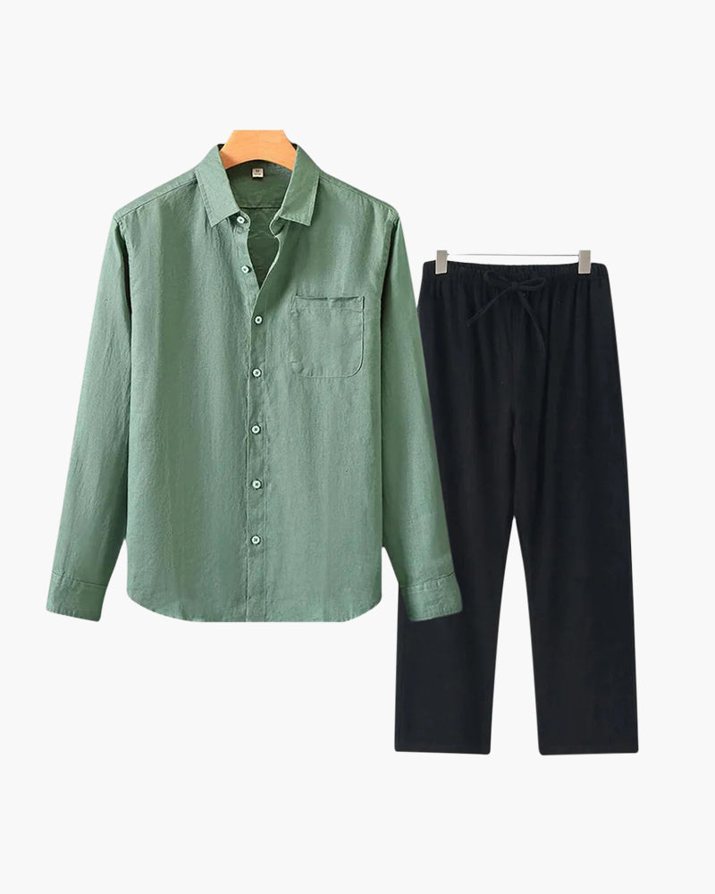 Classic Linen Long Sleeve Set - Old Money Style