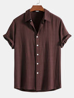 Men’s Linen-Style Outfit Set for Summer – Matching Shirt and Shorts Set for Holidays and Casual Wear