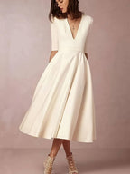 Evelyn | Elegant Flared Midi Dress for Women - Perfect for Wedding Guests