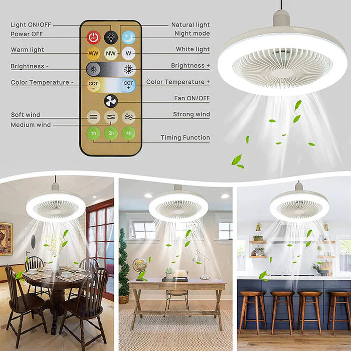 Ceiling Fan with Integrated LED Lighting for Home Cooling – Quiet Modern Fan with Light for Living Room and Bedroom