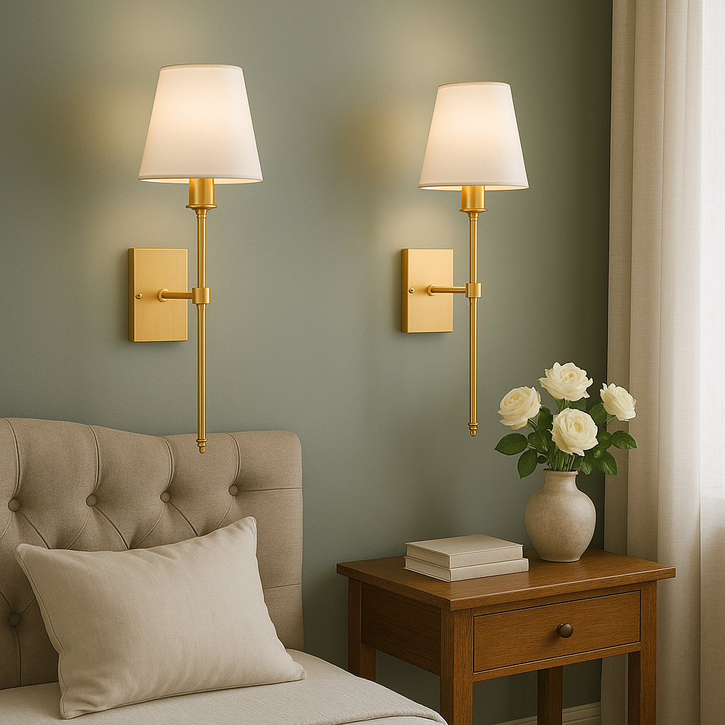 Set of 2 Wired Wall Lamps for Interior Lighting – Elegant Wall Lights for Above Mirrors, Beds and Bedroom Decor