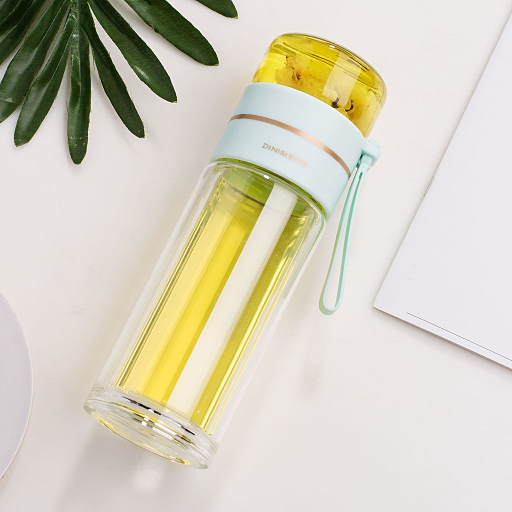 Double-Walled Water Bottle with Integrated Tea Infuser – Insulated Reusable Bottle for Hot and Cold Drinks at Home, Work or Travel