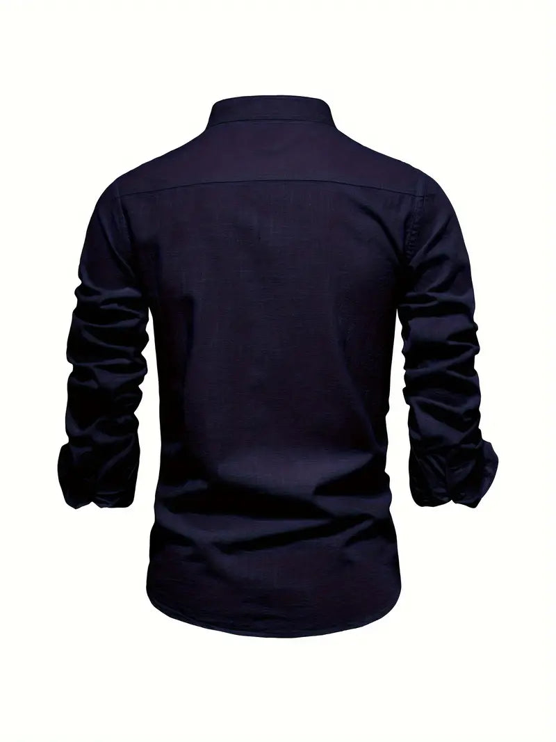Men’s Button-Up Linen-Style Shirt for Summer Wear – Lightweight Casual Shirt for Holidays, Work and Everyday Outfits