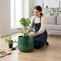 Industrial-Style Dark Green Metal Planter – Flower Pot