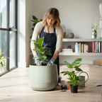 Spacious Light Grey Metal Planter – Contemporary Industrial Design