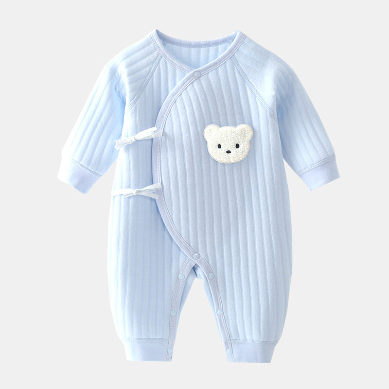 Bear Print Baby Romper for Spring and Autumn – Comfortable One-Piece Outfit for Infants and Toddlers