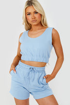Fleece-Lined Crop Top and Shorts Set for Women – Cozy Two-Piece Outfit for Casual Wear, Lounging and Everyday Comfort