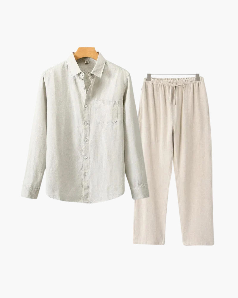 Classic Linen Long Sleeve Set - Old Money Style