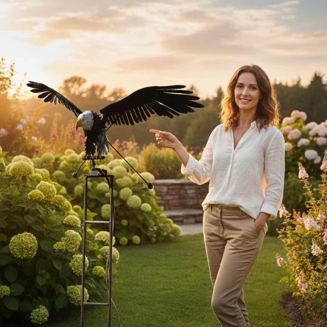 Chic Metal Garden Windmill Sculpture with Rotating Wings