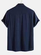 Men’s Linen-Style Outfit Set for Summer – Matching Shirt and Shorts Set for Holidays and Casual Wear