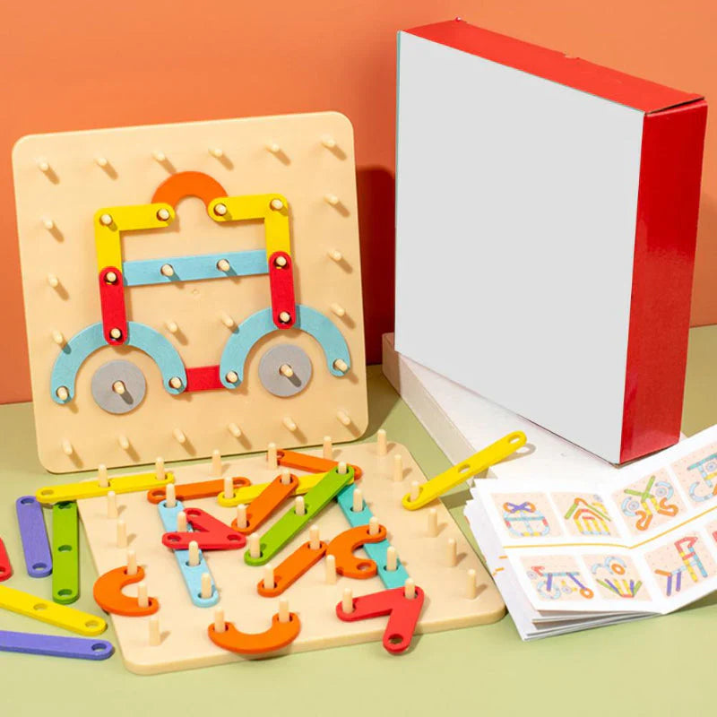 Wooden Magnetic Pattern Blocks Puzzle Set - Kids