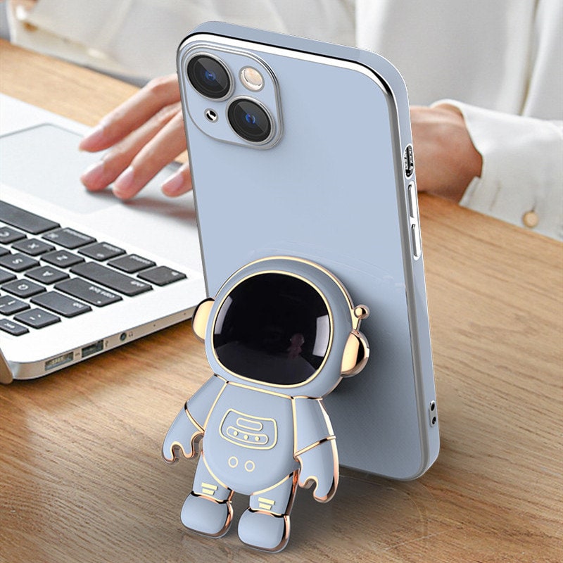3D Astronaut Iphone Case with Electroplated Gold Trim and Kickstand Bracket Magnetic Phone Wallet - Image 10