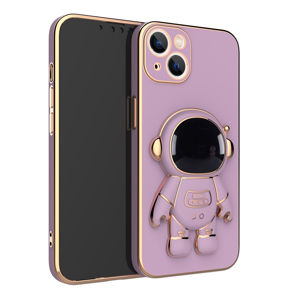 3D Astronaut Iphone Case with Electroplated Gold Trim and Kickstand Bracket Magnetic Phone Wallet - Image 3