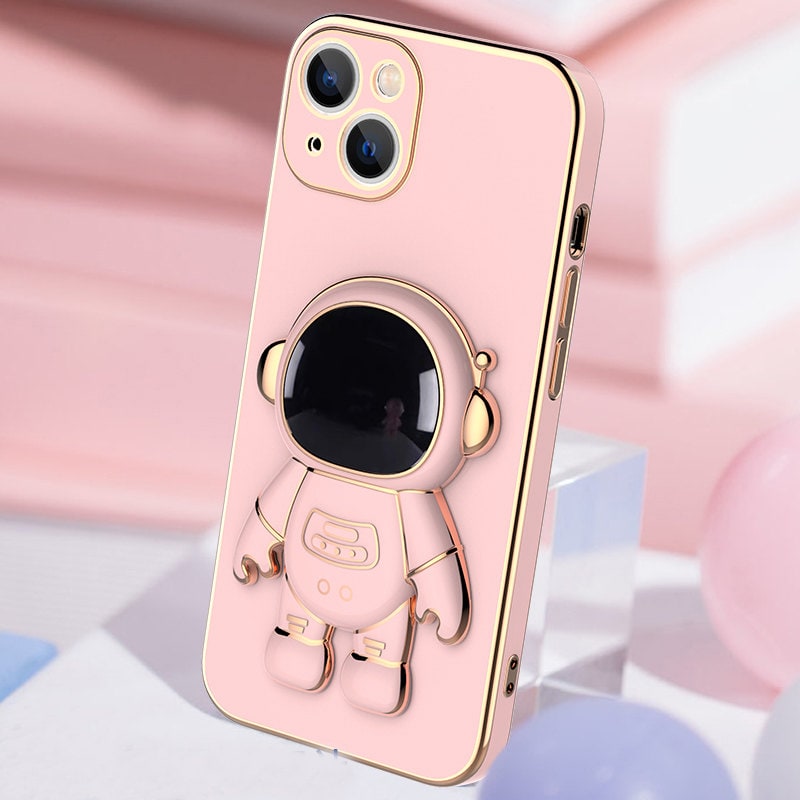 3D Astronaut Iphone Case with Electroplated Gold Trim and Kickstand Bracket Magnetic Phone Wallet - Image 7